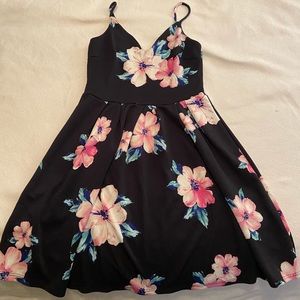 Blue floral skater dress
